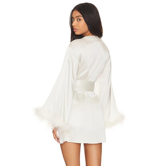 NWT Lovers and Friends Fleur Robe “Mrs.” Faux Pearl Embellished